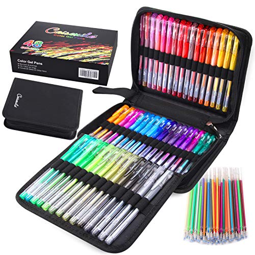 CAISEXILE Gel Pens Set for Adult Coloring, 96 Pack Glitter Gel