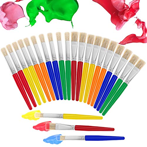 anezus 20 Pcs Paint Brushes for Kids, Big Round and Flat Hog Bristle Kids Paint Brushes for Washable Paint Acrylic Paint