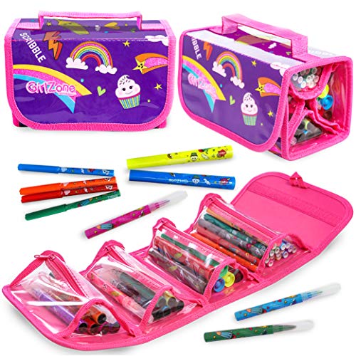 GirlZone Arts and Crafts Fruit Scented Markers and Pencil Case For