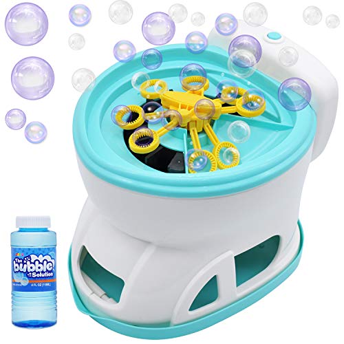 JOYIN Bubble Machine Maker Automatic Bubble Gun Blower Blaster Toilet with 4oz Bubble Solution for Kids, Bubble Blower for