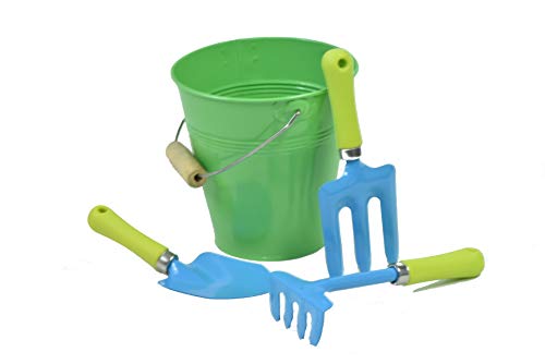 G & F Products G & F 10051 JustForKids Kids Water Pail with Garden Tools Set, Green
