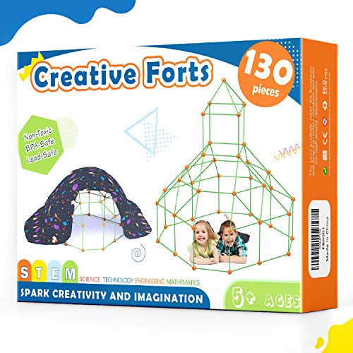 Tiny Land Kids-Fort-Building-Kits-130 Pieces-Creative Fort Toy for 5,6,7  Years Old Boy & Girls- Learning Toys DIY Building