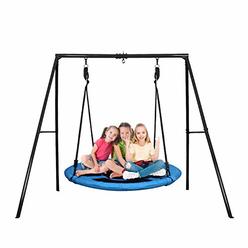 Trekassy 440lbs Swing Set with 40 Inch Saucer Tree Swing, Swivel and Heavy Duty A-Frame Metal Swing Stand