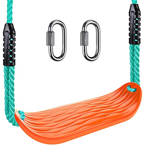 BeneLabel Heavy Duty Swing Seat with Carabiners, Playground Swing Set Accessories Replacement, Adjustable Rope, Longest