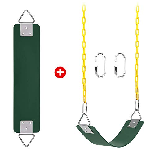 AGPTEK Green Swing Set Bundle with 1 Pack Green Swing Seat Replacement