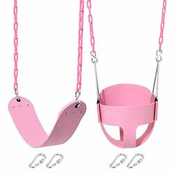 Take Me Away Pink Swing Set - Toddler High Back Full Bucket Swing - Heavy Duty Swing Seat - Swing Set Accessories