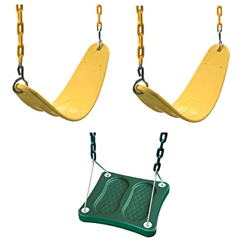 Swing-N-Slide WS 5110 Two Extreme Duty Yellow Swing Seats with a Stand-Up Swing Swing Set Refresher Bundle, Yellow