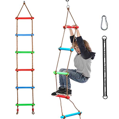 Xinlinke Climbing Rope Ladder Kids Tree Swing with Hanging Strap, Indoor and Outdoor Backyard Playground Play Swing Sets