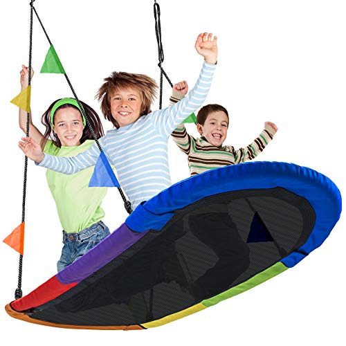 Sorbus Saucer Swing Surf â€“ Kids Indoor/Outdoor Giant Oval Platform Swing Mat â€“ Great for Tree, Swing Set, Backyard,