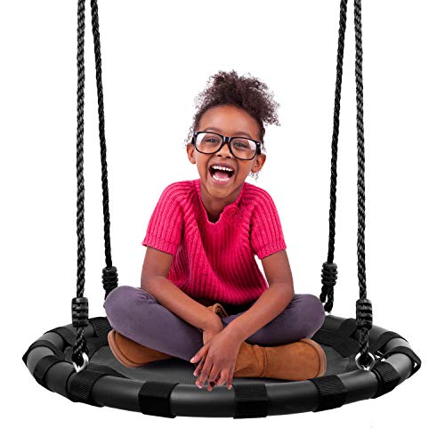 Odoland 24â€ Tree Swing Set for Kids - Outdoor/Indoor Round Swing with Adjustable Hanging Ropes â€“ Great for Tree, Swing