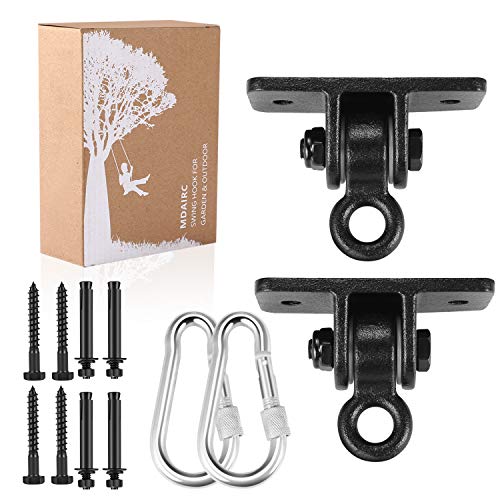 MDAIRC Swing Set Brackets, Heavy Duty Swing Hangers for Wooden Sets Playground Porch Indoor Outdoor & Hanging with Snap Hooks