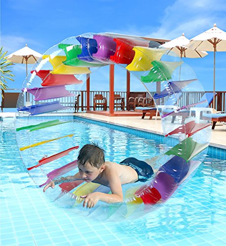 Greenco Kids Colorful Inflatable Water Wheel Roller Float 52" Diameter