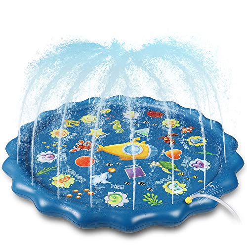 Winique Splash Pad, Upgraded 68â€ Outdoor Summer Toys, Children Sprinkler Play Mat& Wading Pool for Fun Games Learning