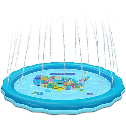 EEH 68'' Splash Pad, Large Sprinkler for Yard Kids Big ,Wading Pool for Learning, Inflatable Water pad Toys Outside, Outdoor