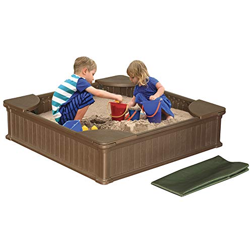 Vandue Modern Home 4ft x 4ft Weather Resistant Outdoor Sandbox Kit w/Cover