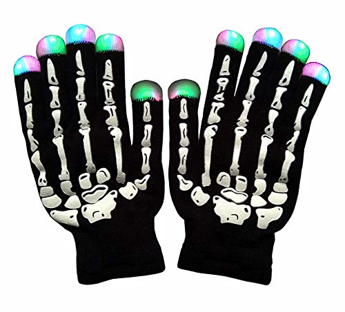LIZAIDA MENENDEZ Skeleton Gloves, Led Gloves Kids, Light Up Gloves Finger Light Magic Toys Gift Stocking Stuffers for Boys Girls Age from 5 To