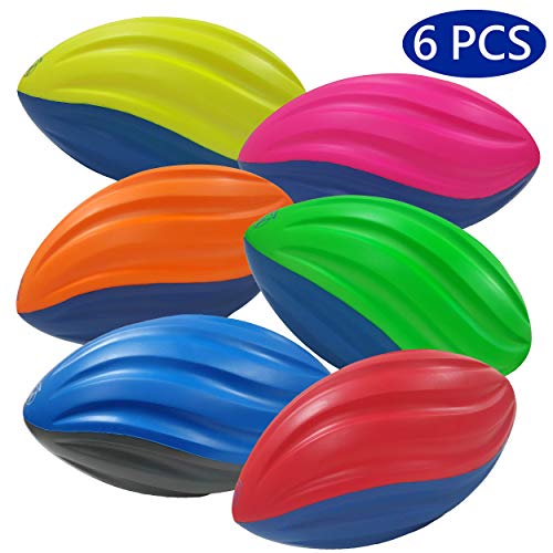 MG MACRO GIANT Macro Giant 7.5 Inch Safe Soft Foam Spiral Football, Set of 6, Assorted Colors, Practice Training, Kid Toy, Yard Game, Indoor