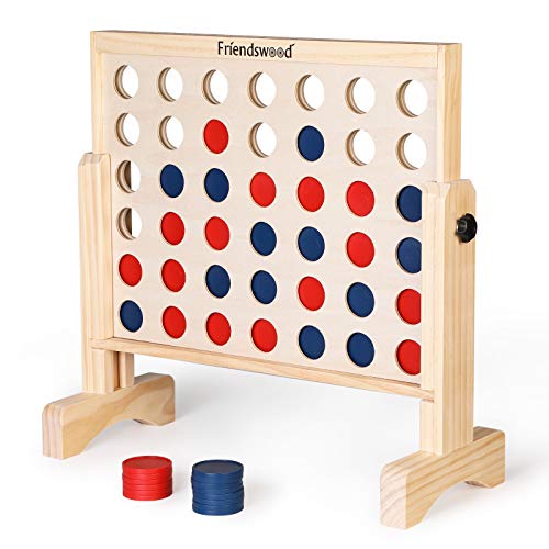 A11N SPORTS A11N 4-in-a-Row Game with Carrying Bag | Oversized 20x20 inch Board | Premium Wooden 4 Connect Game for Family Fun