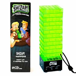 Amped Gamez ShiZap The Energized Stacking Block game - Electric Shocking Light Up Tumble Tower - Family-Friendly Party games for Teens and A
