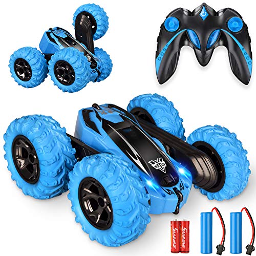 KKONES Remote Control car,2.4GHz Electric Race Stunt Car,Double Sided 360Â° Rolling Rotating Rotation, LED Headlights RC 4WD