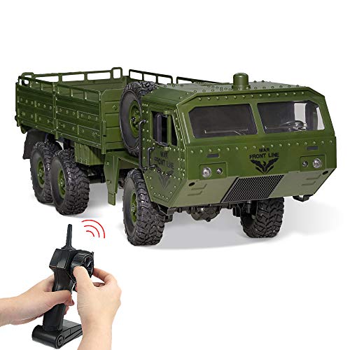 wq RC Cars, Remote Control Army Car with Transport Function 6WD Off-Road Truck All Terrains Electric Toy Waterproof RC Toy for