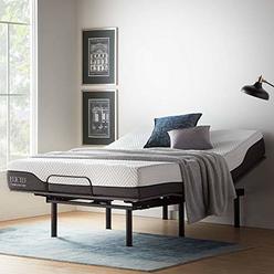 LUCID L150 Bed Base â?? Upholstered Frame â?? Head and Foot Incline â?? Wireless Remote Control, Queen, Charcoal Adjustable