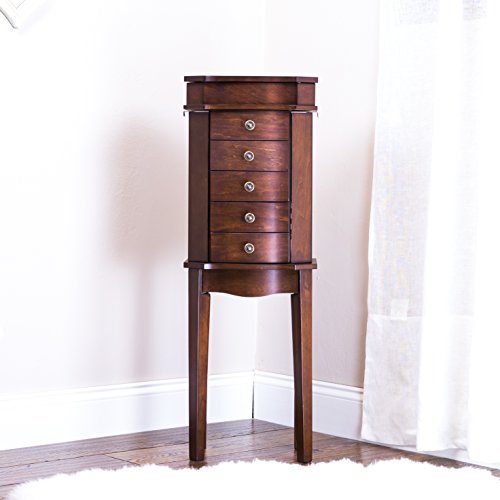 Hives and Honey Hives & Honey Erin Walnut Armoire with Vanity Mirror and Jewelry Storage