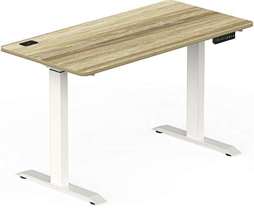 SHW Electric Height Adjustable Computer Desk, 48 x 24 Inches, Oak