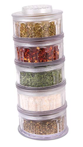Perfect Life Ideas 5 Pcs Refillable Spice Containers Seasoning Organizer  â€“ Leaning Pisa Tower Shape