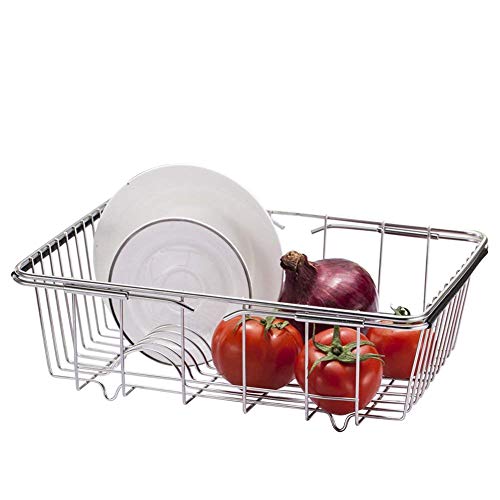 kaileyouxiangongsi Adjustable Over Sink Dish Drying Rack Stainless Steel Dish Drainer, On Counter or In Sink Dish Rack, Deep