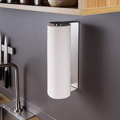 YIGII Paper Towel Holder Wall Mount - Adhesive Paper Towel Rack Under Cabinet Kitchen Paper Roll Holder Stick on Wall