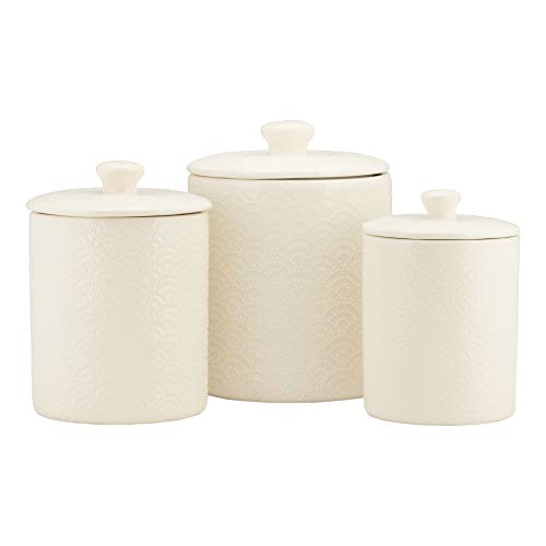 10 Strawberry Street Kitchen Canister Set, 3 Piece, Tide White