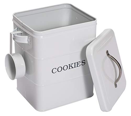 Morezi Metal Cookie Jar Cookie Containers Tin With Airtight Lid - Countertop Space-Saving, White Coated Carbon Steel Safty - White
