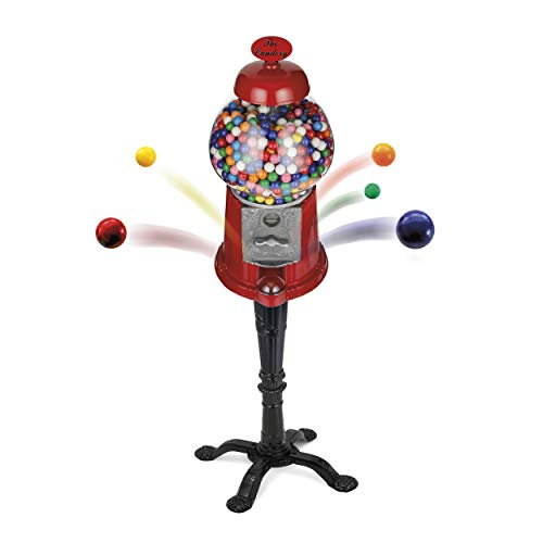 The Candery Gumball Machine - 15 Inch Candy Dispenser with Stand for 0.62 Inch Bubble Gum Ball - Heavy Duty Red Metal with