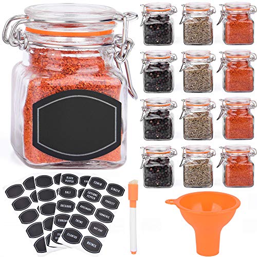 Ultimate Hostess Spice Jars - 12 Airtight Flip Top Bottles with ...