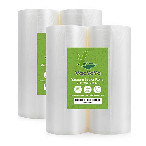 VacYaYa 4 Pack 11X50 Rolls (Total 200 feet) Food Saver Seal a Meal Vacuum Sealer Storage Machine Bags Rolls for Food Saver