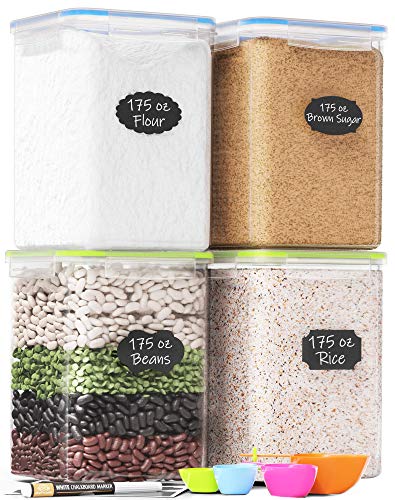 Chef's Path Extra Large Plastic Food Storage Containers with Lids 175oz, For Flour & Sugar - Air tight Kitchen & Pantry Organization Bulk
