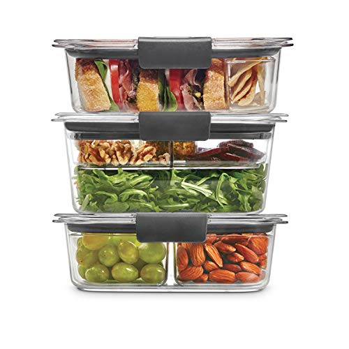 Rubbermaid Leak-Proof Brilliance Food Storage 12-Piece Plastic Containers with Lids | Bento Box Style Sandwich and Salad
