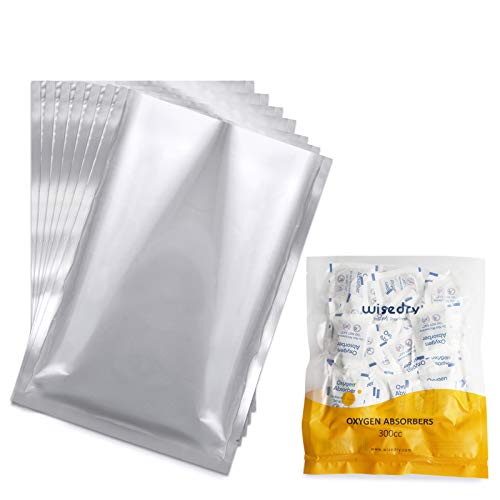 wisedry [100 Packs] 1-Gallon Mylar Bags (4 Mil, 15''x10'') with 300cc