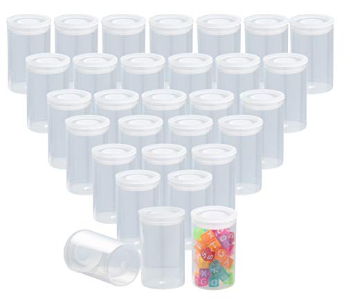 Juvale Film Canisters with Caps - 30-Count 35mm Clear Film Canisters,  Transparent Storage Containers for Small Accessories