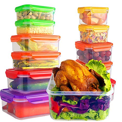 Shopwithgreen Shopwthgreen Large 71 OZ Plastic Food Storage Containers with Lids, Set of 12(24 Pieces Total) - BPA Free Airtight