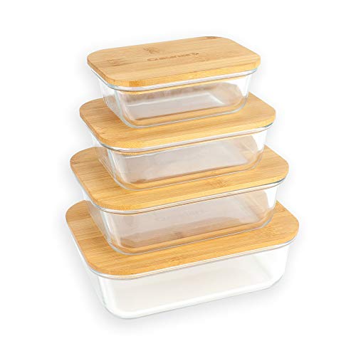 Cuisinart Glass Containers with Bamboo Lids - Food Containers