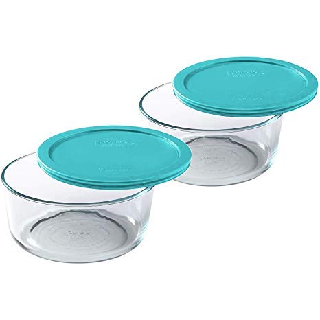 food storage pyrex Pyrex 2 Cup Glass Food Storage Set 2 Pack Turquoise Lid