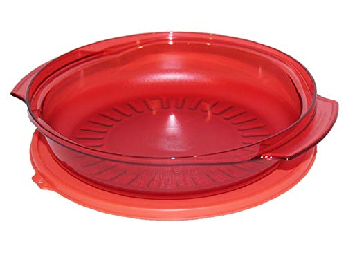 Tupperware Stack Cooker Accessory Piece 1 Quart Shallow Round Microwave Safe  Red