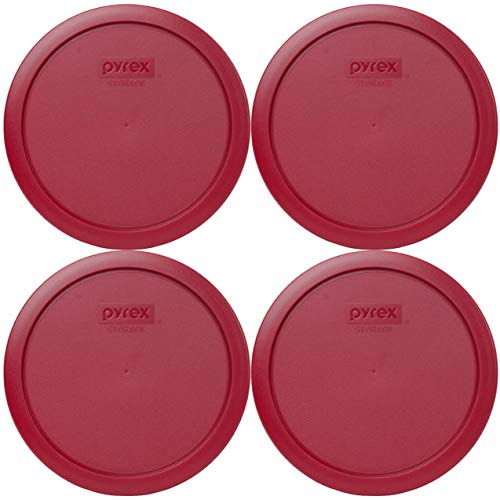 Pyrex 7402-PC Sangria Red Plastic Food Storage Replacement Lids - 4 Pack