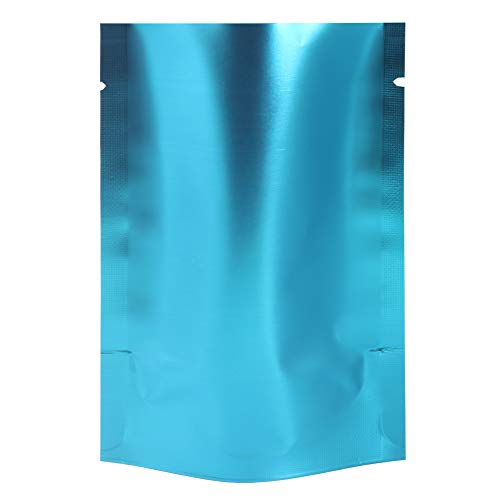 QQ Studio Pack of 100 Double-Sided Matte Blue Open Top Non-Resealable Stand-Up Bags (3" x 4.3", Matte Blue)