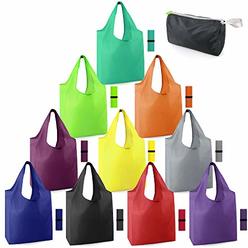 Beegreen Reusable-Grocery-Bags-Foldable-Machine-Washable-Reusable-Shopping-Bags-Bulk Colorful 10 Pack 50LBS Extra Large Folding