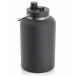 rtic jug with handle, one gallon, black matte, large double vacuum insulated water bottle, stainless steel thermos for hot & 