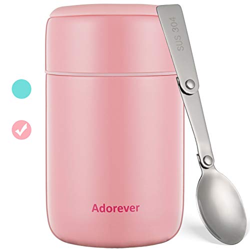 Adorever Food Thermos for Hot Food, Insulated Food Jar 17 oz Vacuum  Insulated Stainless Steel Lunch Soup Thermos Wide Mouth Leak Proof