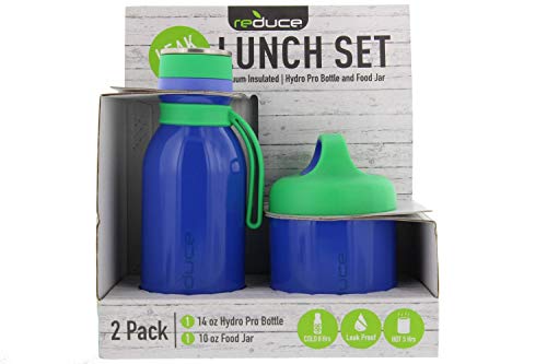 Reduce Kids Lunch Set - 14oz Hydro Pro Bottle w/Nonslip Rubber Base and  Carrying Strap - 10oz Food Jar w/Handle Lid - Vacuum